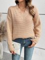 SHEIN Frenchy Knitted Sweater With Scallop Edge Detail And Drop Shoulder Sleeves