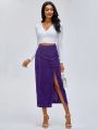 FERNANDA CARABEZ Lace-up Front Split Thigh Skirt