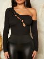 SHEIN SXY One Shoulder Irregular Cut Out Bodysuit