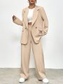 SHEIN Essnce Ladies' Lapel Neck Long Sleeve Blazer & Pants Suit Set