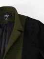 Manfinity Homme Men's Contrast Color Single-breasted Woolen Overcoat