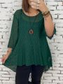 Plus Size Lace Blouse With Short Front And Long Back