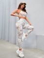 SHEIN Yoga Floral Women'S Floral Printed Fitness Sports Set