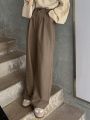 FriFul Solid High Waist Wide Leg Suit Pants