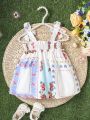 Baby Girls' Vintage Floral Print Cute Sleeveless Dress For Summer