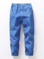 Young Boy Denim-Effect Print Pants