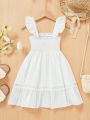 SHEIN Kids SUNSHNE Little Girls' Short Sleeves Round Neck A-Line Dress