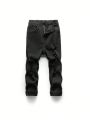 Young Boys' Casual Fashionable Distressed Water Washed Tight-Fit Jeans With Holes