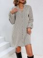 SHEIN LUNE Lantern Sleeve Shirt Dress