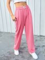 Street Sport Women'S Elastic Waist Patch Sweatpants