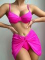 SHEIN Swim Basics Solid Color Swimsuit Set