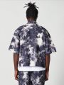 SUMWON Boxy Fit Twill Zip Shirt With All Over Print