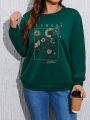 Women's Plus Size Floral Print Drop Shoulder Sweatshirt