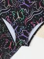 Little Girls' Butterfly Printed One-Piece Swimsuit