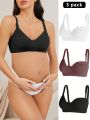 Maternity Solid Color Comfortable Camisole Bra Set (3pcs)