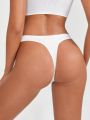 Solid Microfiber Ribbed No Show Thong