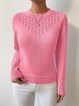 SHEIN LUNE Solid Pointelle Knit Sweater