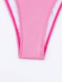 SHEIN Swim SXY Triangle Cup Leather Pu Bikini Swimwear Set