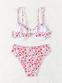 SHEIN Swim Mod Women's Split Swimsuit Set With Random Floral Print, Perfect For Summer Holiday And Beach Fun New Year