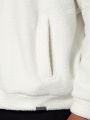 SUMWON Oversized Fleece Funnel Neck Sweatshirt With Front Embroidery