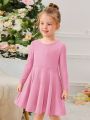 SHEIN Kids EVRYDAY Young Girl Solid Flare Hem Dress