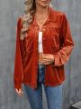 1pc Pocket Patched Button Front Shirt