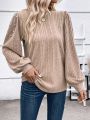 Pearls Beaded Lantern Sleeve Sweatshirt