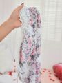 Lace Trimmed Floral Pattern Women's Nightgown