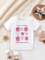 Baby Girls' Heart & Letter Printed Short Sleeve T-shirt