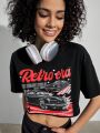 Forever 21 Women's Retro Car Printed Cropped T-Shirt