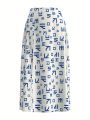 EDUVISMO ART Women's Printed Full-length High Slit Maxi Skirt