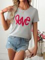 Casual Short Sleeve T-shirt With Printed Text