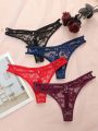 4pcs Perspective Lace Thong