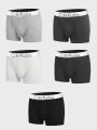 Men's Boxer BriefsWith Letter Woven Elasticated Band And Right Angle Cut