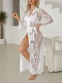 Women's Lace Belted Robe