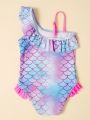 Toddler Girls Fish Scales Ruffle One Piece Swimsuit