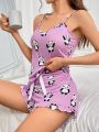 Cartoon Panda Printed Camisole Pajama Set