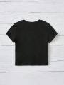 Young Girls' Casual 2024 New Year Pattern Short Sleeve T-Shirt Suitable For Summer