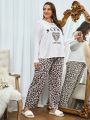 Plus Leopard & Letter Graphic PJ Set