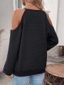 SHEIN Essnce Off-shoulder Zipper Design Solid Color Sweatshirt