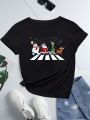 Plus Size Women's Christmas Santa Claus Print Short Sleeve T-shirt