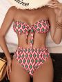 SHEIN Swim Mod Printed Twist Bikini Set