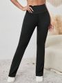 Daily&Casual Solid Color Wide Waistband Sports Pants