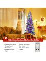 Costway 7.5FT Pre-Lit Hinged Christmas Tree Snow Flocked w/9 Modes Remote Control Lights