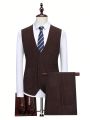 Men 1pc Button Front Waistcoat & 1pc Suit Pants