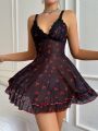 Women's Cherry Printed Cami Sleep Dress