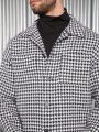 Manfinity Men 1pc Houndstooth Print Pocket Patched Overcoat