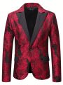 Men Jacquard Lapel Neck Single Breasted Blazer