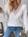 Guipure Lace Trim Sweater