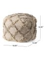 Jucar Handcrafted Boho Wool and Cotton Pouf, Gray